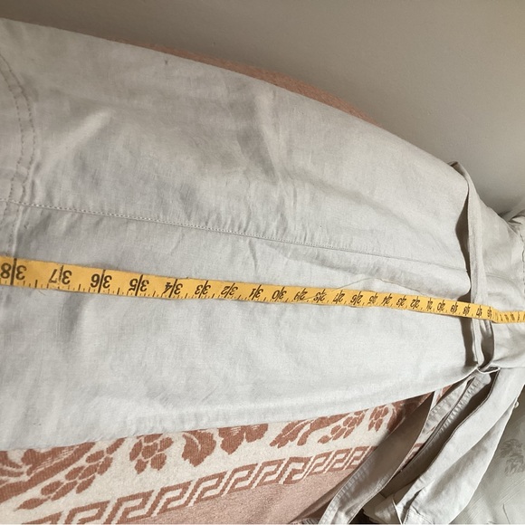 NWOT LL Bean tan linen cotton belted shirt dress MED REG 3/4 sleeve Never Worn - Picture 10 of 14